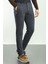 Desenli Lacivert Renk Super Slim Fit Cebi Fermuarlı Erkek Pantolon 1