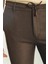 Düz Kahverengi Super Slim Fit Beli Lastikli İpli Erkek Pantolon 2