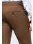 Düz Kamel Rengi Super Slim Fit Kemer Detaylı Tokalı Erkek Pantolon 3