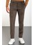 Çizgili Haki Slim Fit Kadife Erkek Pantolon 3