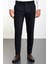 Düz Lacivert Super Slim Fit Pileli Kemer Detaylı Tokalı Erkek Pantolon 3