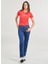 Yüksek Bel Düz Paça Regular Straight Koyu Mavi Kadın Denim Pantolon PL204592GX70 1