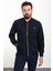 Düz Lacivert Slim Fit Hakim Yaka Erkek Mont 1