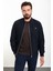 Düz Lacivert Slim Fit Hakim Yaka Erkek Mont 3