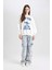 Coool Disney Lilo & Stitch Oversize Geniş Kalıp Bisiklet Yaka Baskılı Kalın Sweatshirt D4812AX24WN 2