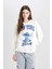 Coool Disney Lilo & Stitch Oversize Geniş Kalıp Bisiklet Yaka Baskılı Kalın Sweatshirt D4812AX24WN 4