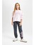 Kız Çocuk Pembe Barbie Oversize Geniş Kalıp Bisiklet Yaka İçi Yumuşak Tüylü Sweatshirt D1117A824AU 2