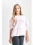 Kız Çocuk Pembe Barbie Oversize Geniş Kalıp Bisiklet Yaka İçi Yumuşak Tüylü Sweatshirt D1117A824AU 4