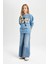 Kız Çocuk Mavi Looney Tunes Oversize Geniş Kalıp Bisiklet Yaka Sweatshirt D2982A824AU 2