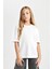 Kız Çocuk Oversize Geniş Kalıp Bisiklet Yaka Basic Düz Kısa Kollu Tişört D3345A824AU 1