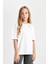 Kız Çocuk Oversize Geniş Kalıp Bisiklet Yaka Basic Düz Kısa Kollu Tişört D3345A824AU 4