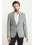 Kareli Lacivert Renk Slim Fit Mono Yaka Keten Erkek Ceket 1