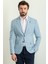 Ekoseli Mavi Renk Slim Fit Mono Yaka Erkek Ceket 1