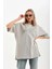 Pileli Store Unisex Taş Desenli Oversize T-Shirt - Gri 1