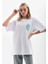 Baskılı Oversize T-Shirt - Beyaz 4