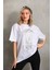 Pileli Store Unisex Taş Desenli Oversize T-Shirt - Beyaz 1