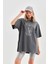 Pileli Store Unisex Taş Desenli Oversize T-Shirt - Füme 4