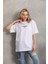 Pileli Store Unisex Baskılı Oversize T-Shirt - Beyaz 1