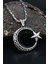 Gümüş Ay Yıldızlı (Ayyıldızlı) Zirkon Taş Süslemeli Kral Zincirli 925 Ayar Gümüş Kolye 901077 1