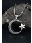 Gümüş Ay Yıldızlı (Ayyıldızlı) Zirkon Taş Süslemeli Kral Zincirli 925 Ayar Gümüş Kolye 901077 2