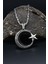 Gümüş Ay Yıldızlı (Ayyıldızlı) Zirkon Taş Süslemeli Kral Zincirli 925 Ayar Gümüş Kolye 901077 3
