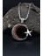 Gümüş Ay Yıldızlı (Ayyıldızlı) Zirkon Taş Süslemeli Kral Zincirli 925 Ayar Gümüş Kolye 901078 3