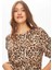 Leopar Desen Yuvarlak Yaka Uzun Kol T-Shirt 69534 4