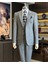 İtalyan Stil Ceket Yelek Pantolon Takım Elbise Gri T12854 5