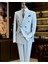 İtalyan Stil Slim Fit Kruvaze Ceket Pantolon Takım Elbise Mavi T12605 1