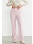 Bol Paça Lastikli Yünlü Triko Pantolon - Pembe 3