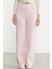 Bol Paça Lastikli Yünlü Triko Pantolon - Pembe 4