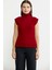 Yünlü Tam Balıkçı Kolsuz Triko Süveter - Kırmızı 1
