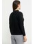 Yünlü Motif Detaylı Dik Yaka Triko Kazak - Siyah 5