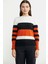 Blok Çizgili Kolu Düğme Detaylı Triko Kazak - Siyah 1