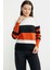 Blok Çizgili Kolu Düğme Detaylı Triko Kazak - Siyah 2