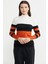 Blok Çizgili Yarım Balıkçı Triko Kazak - Siyah 4
