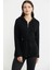 Kapüşonlu Tam Fermuarlı Yünlü Triko Hırka - Siyah 3