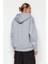Üç İplik Kapüşonlu Sweatshirt Melanj Gri 2