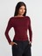 31213 Kayık Yaka Uzun Kollu Top-Bordo 1
