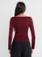31213 Kayık Yaka Uzun Kollu Top-Bordo 2