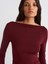 31213 Kayık Yaka Uzun Kollu Top-Bordo 4