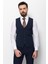 Düz Lacivert Renk Slim Fit Klasik Erkek Yelek 1