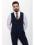 Düz Lacivert Renk Slim Fit Klasik Erkek Yelek 3