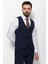 Düz Lacivert Renk Slim Fit Klasik Erkek Yelek 4