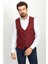 Desenli Bordo Rengi Slim Fit Klasik Yün Erkek Yelek 1