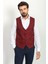 Desenli Bordo Rengi Slim Fit Klasik Yün Erkek Yelek 3