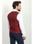 Desenli Bordo Rengi Slim Fit Klasik Yün Erkek Yelek 4