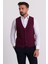 Dokulu Bordo Slim Fit Triko Erkek Yelek 1