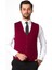 Çizgili Bordo Siyah Renk Slim Fit Triko Erkek Yelek 1
