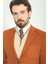 Düz Kiremit Rengi Slim Fit Torba Cep Mono Yaka Premium Yün Erkek Ceket 2